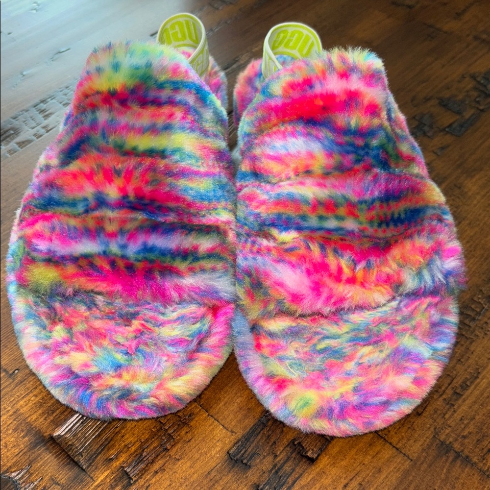 UGG Kids Colorful Fuzzy Slippers